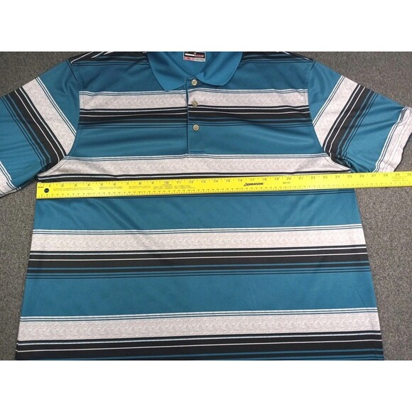 Grand Slam Performance Golf Polo Teal Black Gray Stripe Shirt Mens Size XXL - Picture 10 of 12